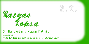 matyas kopsa business card