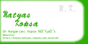 matyas kopsa business card